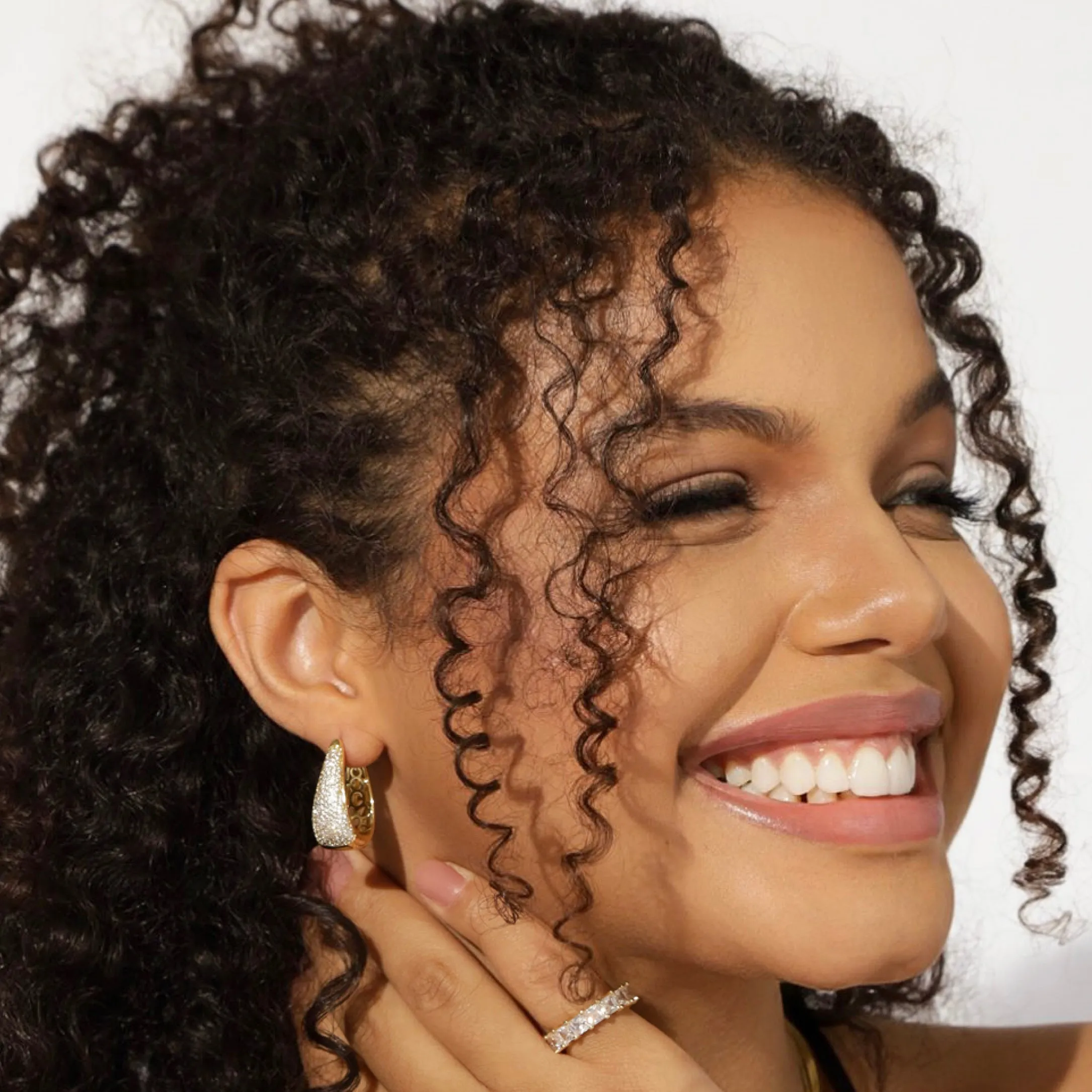 LUXURIOUS DROP STUDDED HOOPS | 18K Gold Plated