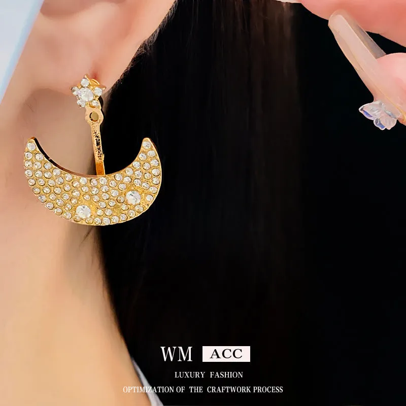 Luxurious Moon Geometric Alloy Electroplating Earrings