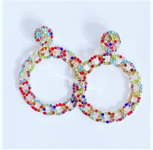 Luxurious Multicolour Rhinestone Hoops