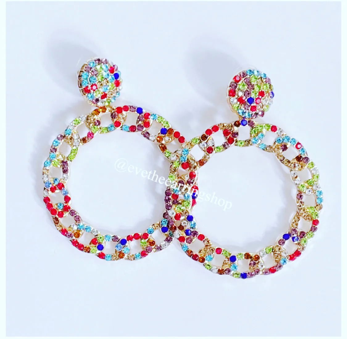 Luxurious Multicolour Rhinestone Hoops