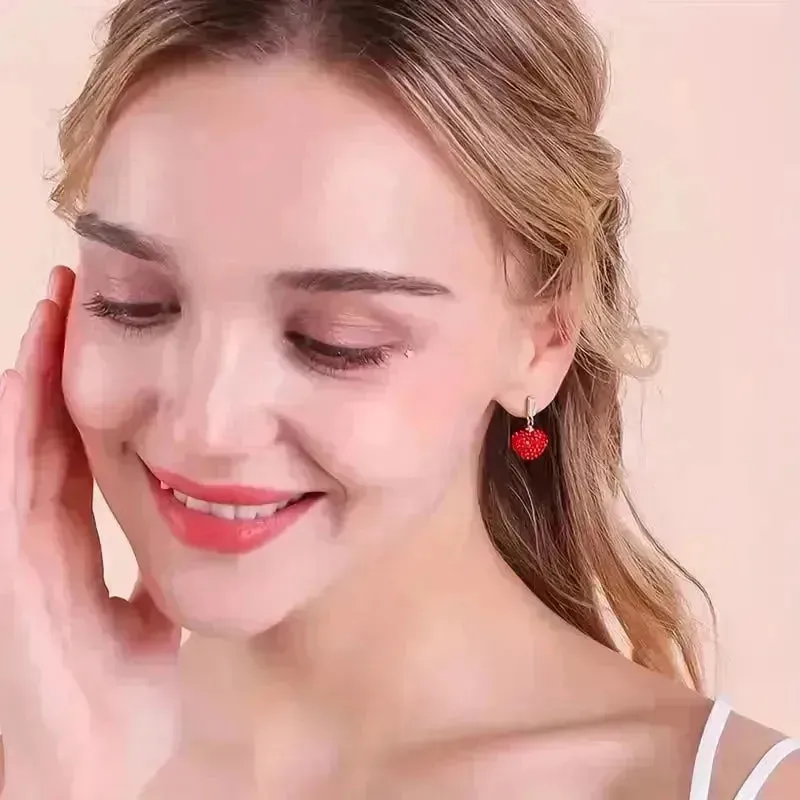 Luxurious Red Heart Dangle Earrings