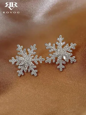 Luxurious Snowflake Rhinestone Inlaid Earrings