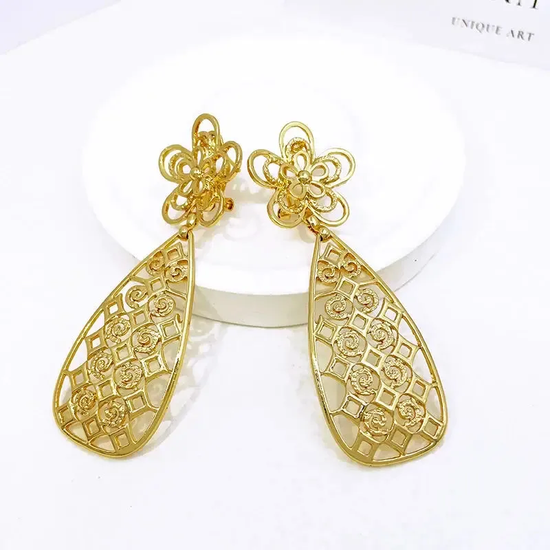 Luxurious Two-Tone Gold Drop Earrings