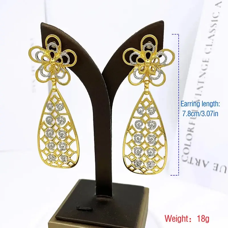 Luxurious Two-Tone Gold Drop Earrings