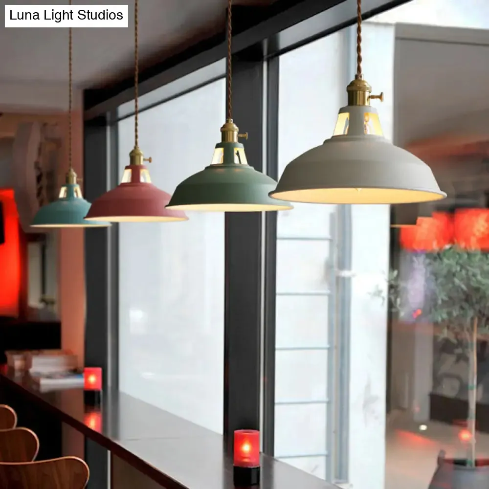 Macarons Industrial  Barn Shade Pendant Light Metal 1-Light Pendant Lighting For Restaurant