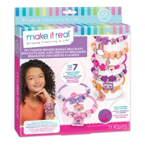 Make It Real DIY Fashion Beaded Bangle Bracelets Kit - Creative Jewelry Making Set for Kids Ages 8 