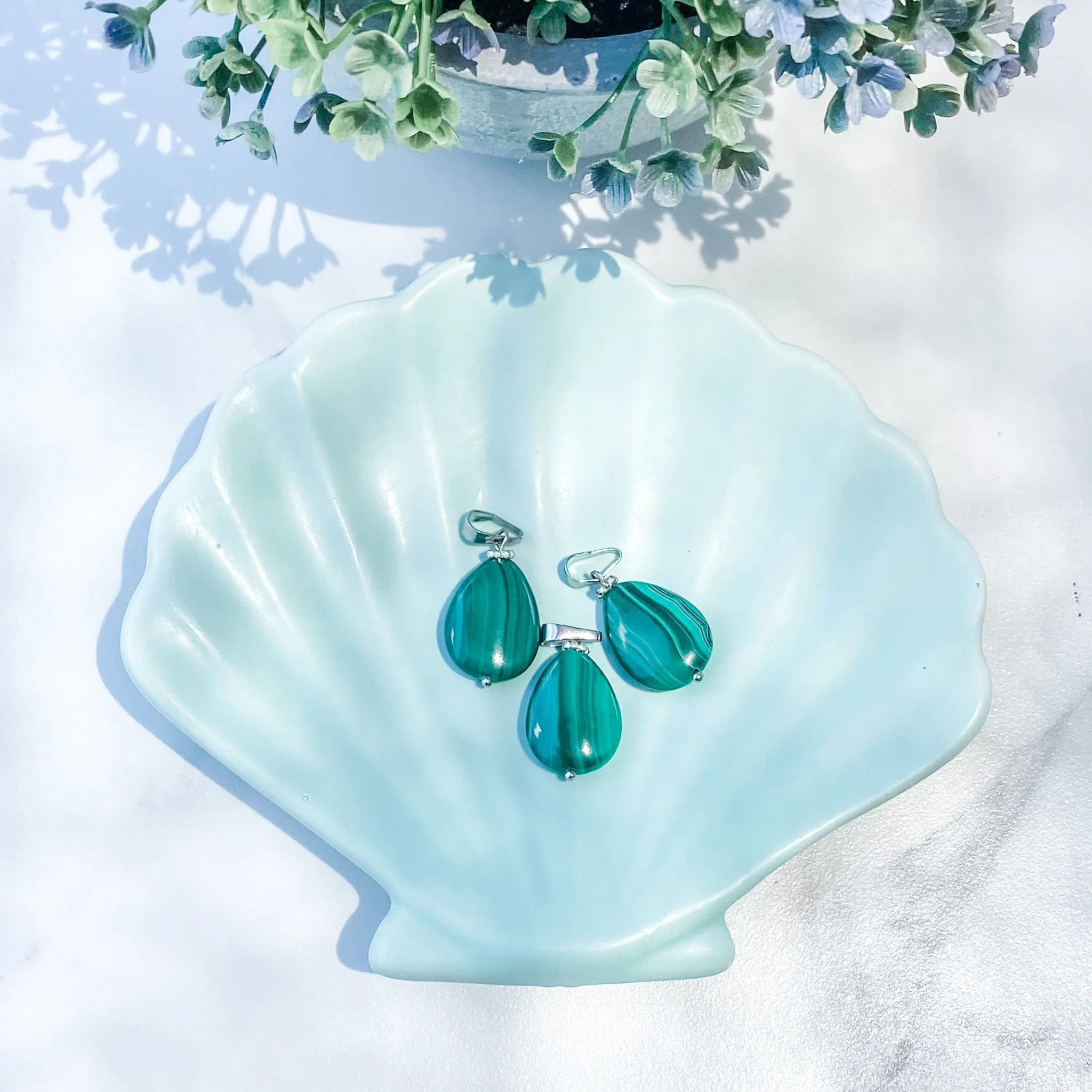 Malachite Tear Drop Shaped Pendant or Necklace