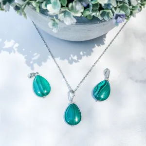 Malachite Tear Drop Shaped Pendant or Necklace