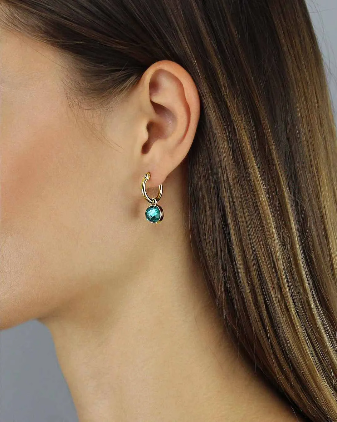 May Birthstone Friendship Dainty Signature Earring Pendants, Gold