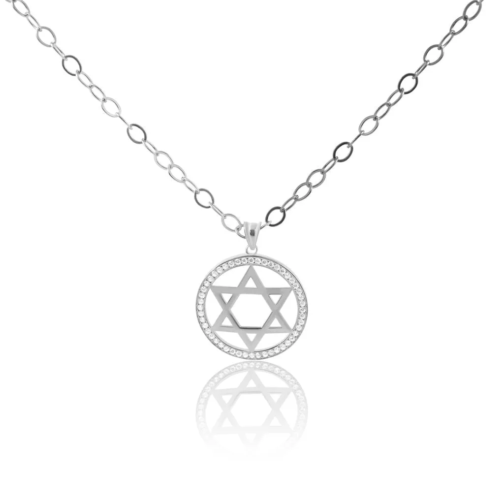 Medallion Star of David Necklace for Men and Women