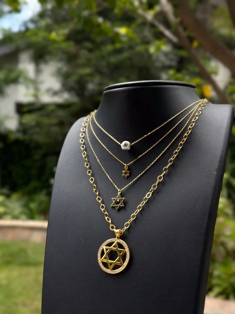 Medallion Star of David Necklace for Men and Women