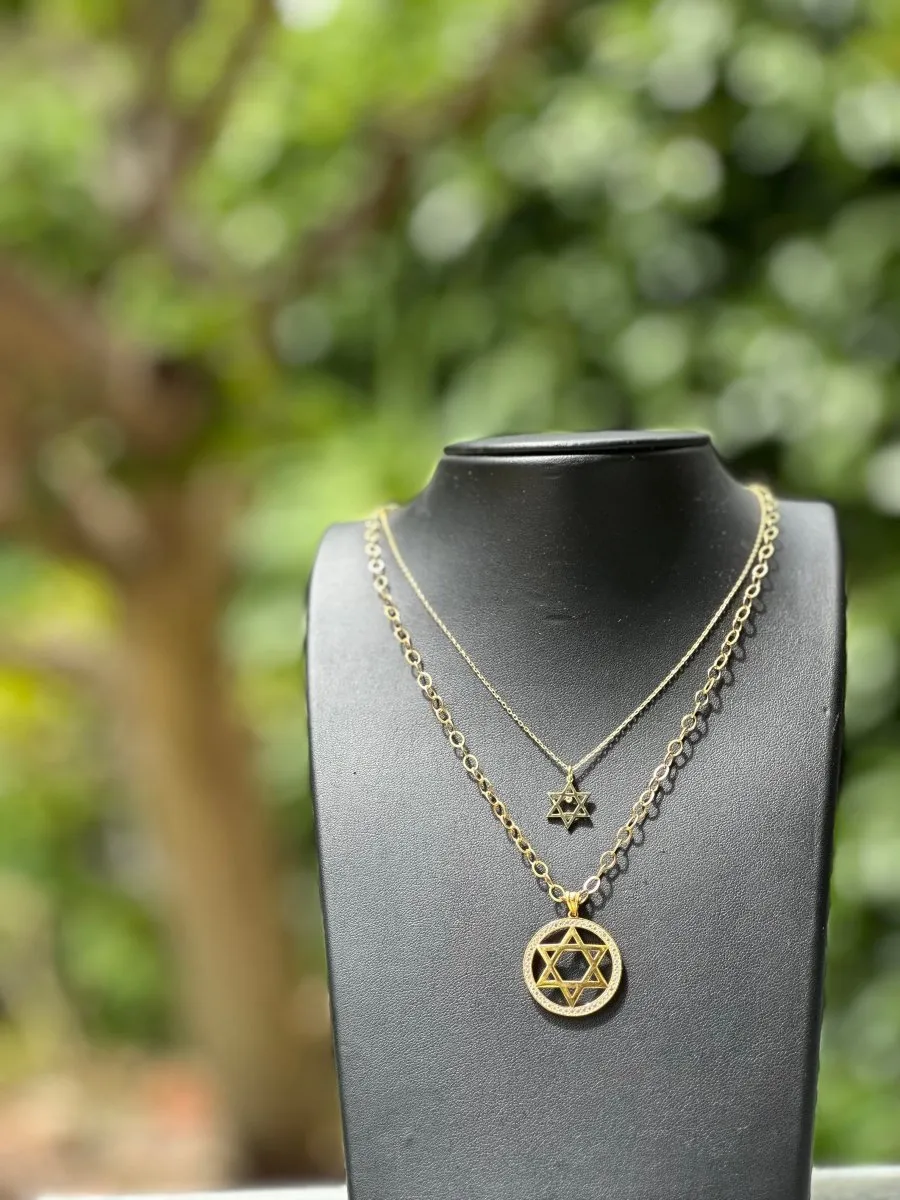 Medallion Star of David Necklace for Men and Women