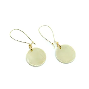 Melanie - Modern Porcelain Kidney Earrings - Striped Pale Yellow