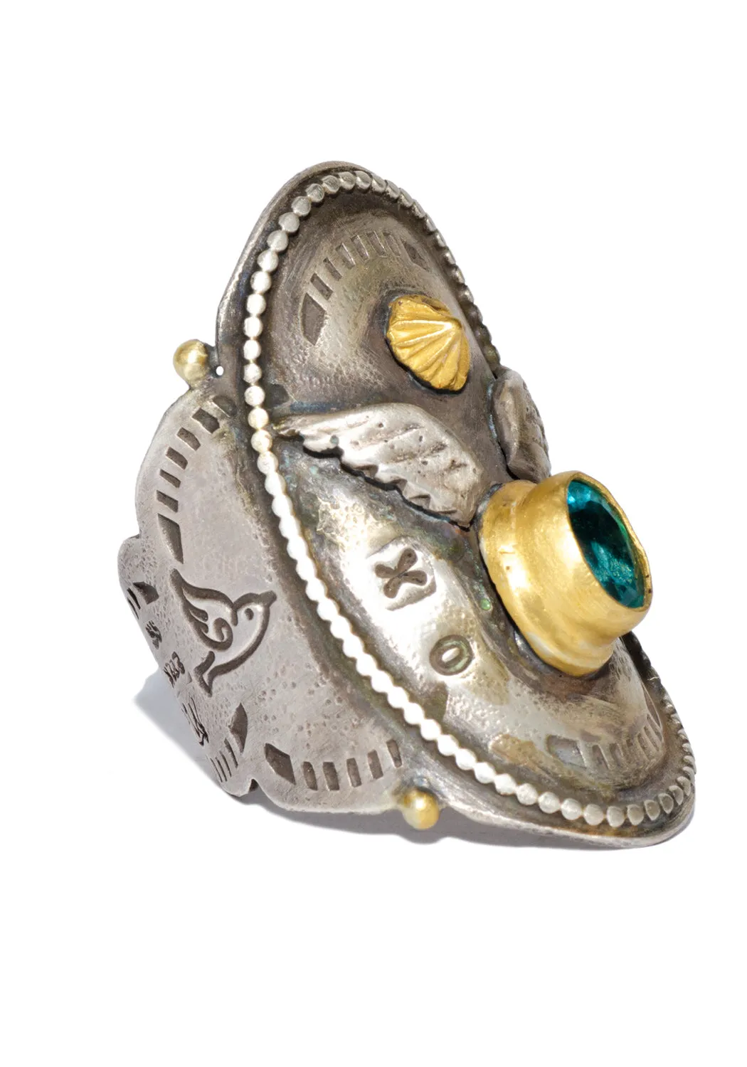 Melinda Risk Sterling Silver Winged Apatite Saddle Ring