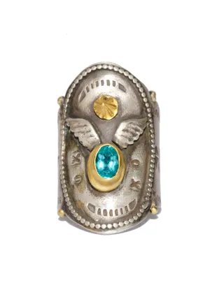 Melinda Risk Sterling Silver Winged Apatite Saddle Ring