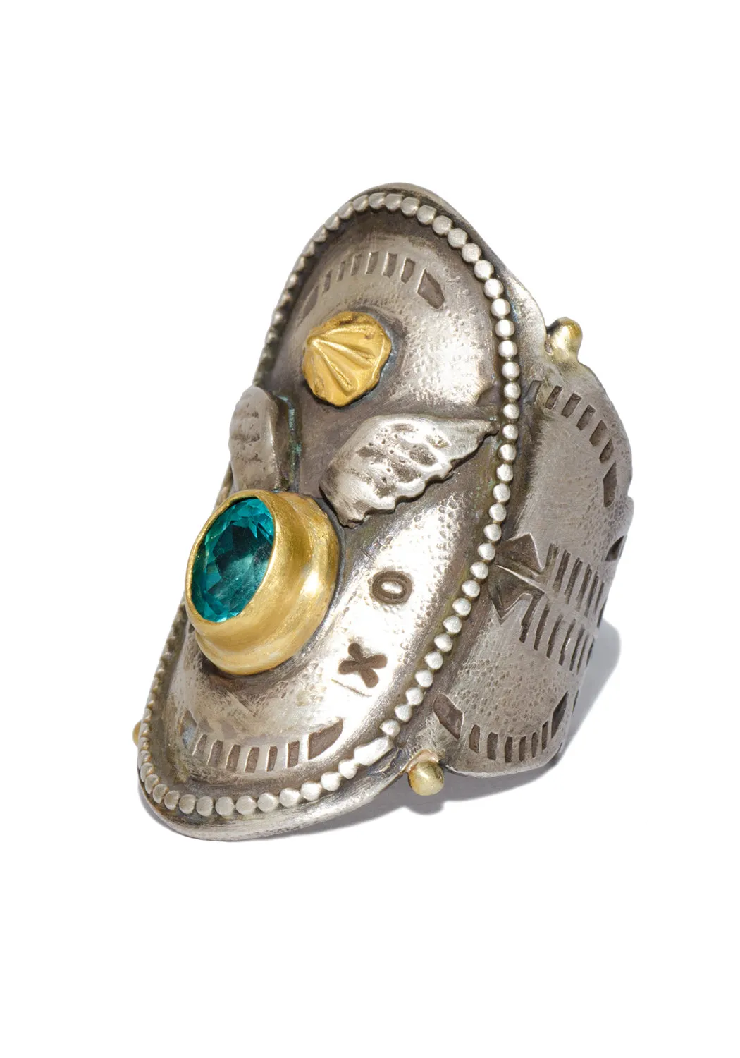 Melinda Risk Sterling Silver Winged Apatite Saddle Ring