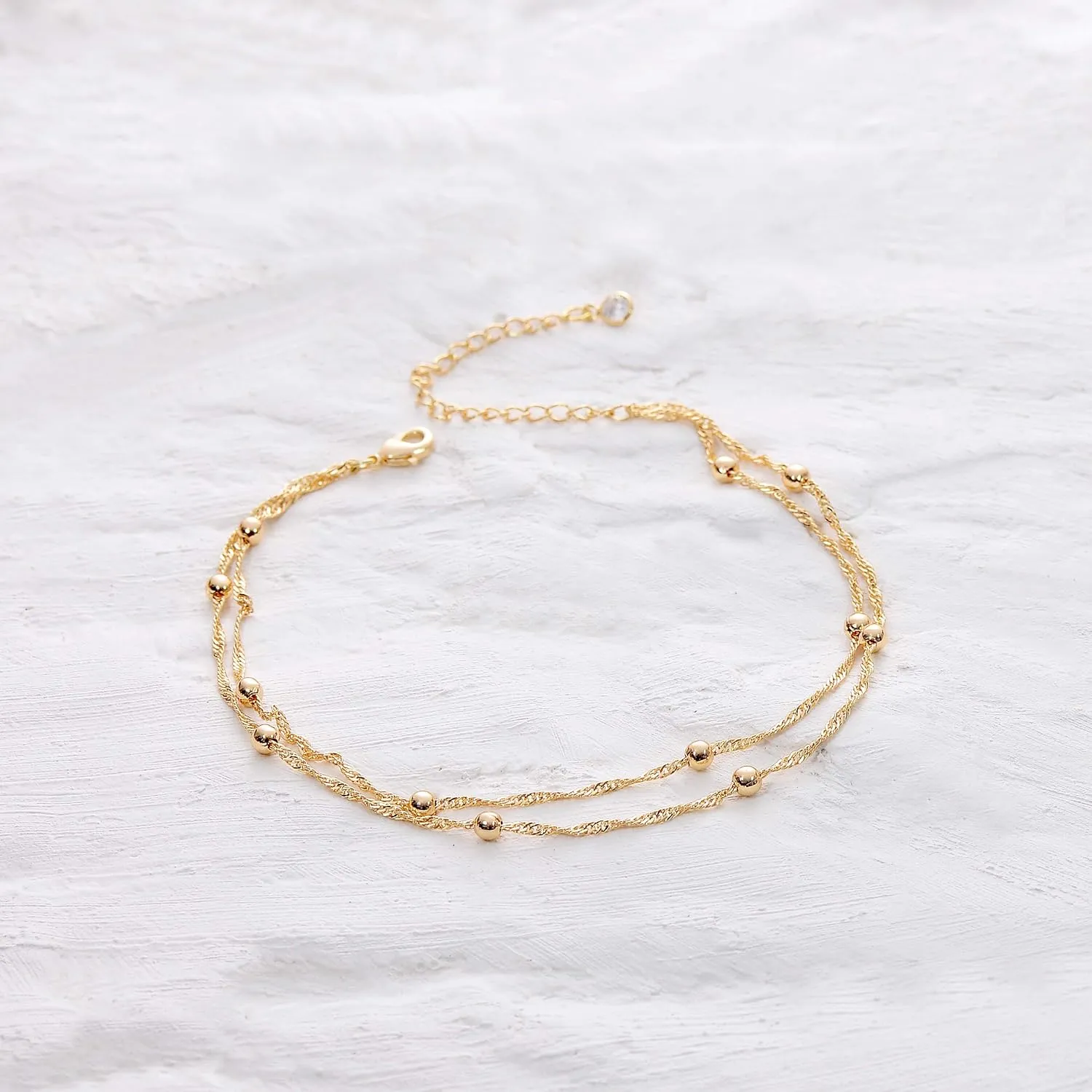 MEVECCO Anklet for Women Gold Chain 14K Gold Plated Dainty Boho Beach Summer Simple Foot Jewelry Ankle Bracelet