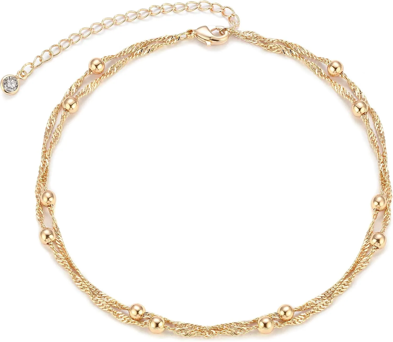 MEVECCO Anklet for Women Gold Chain 14K Gold Plated Dainty Boho Beach Summer Simple Foot Jewelry Ankle Bracelet