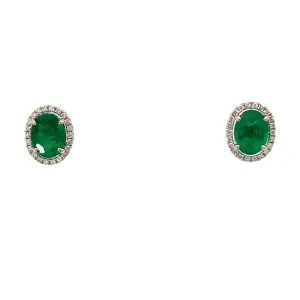 Modern 14kt White Gold 4.72cttw Emerald   .44cttw Diamond Studs