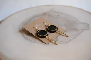 Modern Circle Gold Plated Bar Drop Earrings