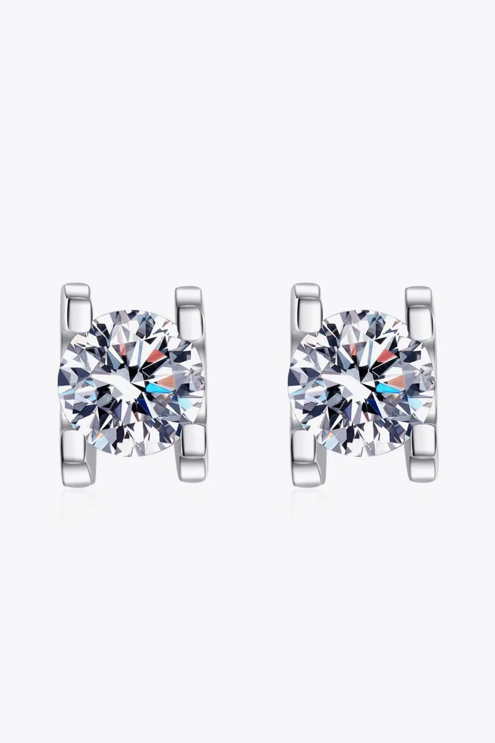 Modern Classic Minimalist 1 Carat Moissanite Stud Earrings