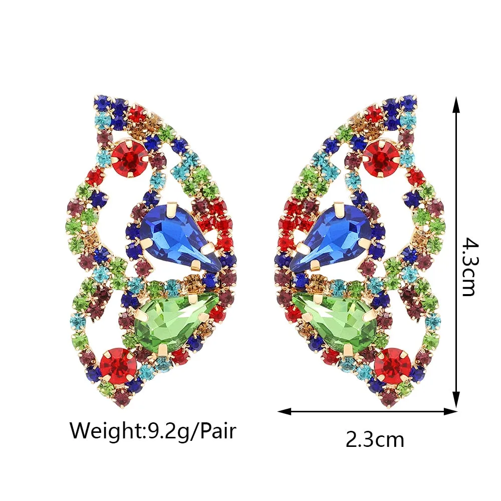 Modern Fashion Colorful Butterfly Crystal Wings Stud Earrings For Women