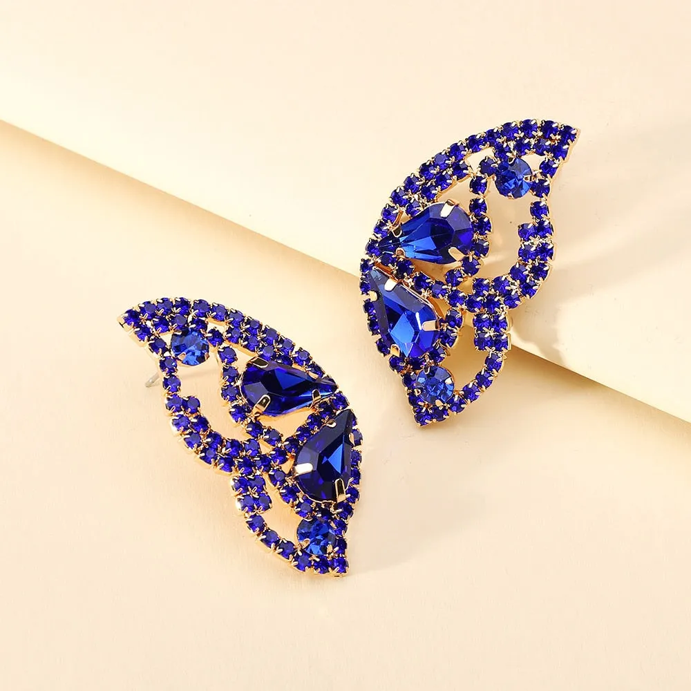 Modern Fashion Colorful Butterfly Crystal Wings Stud Earrings For Women