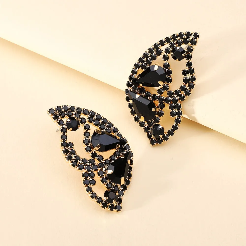 Modern Fashion Colorful Butterfly Crystal Wings Stud Earrings For Women