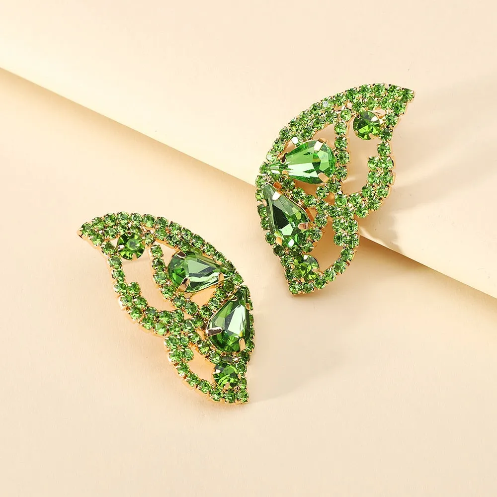 Modern Fashion Colorful Butterfly Crystal Wings Stud Earrings For Women