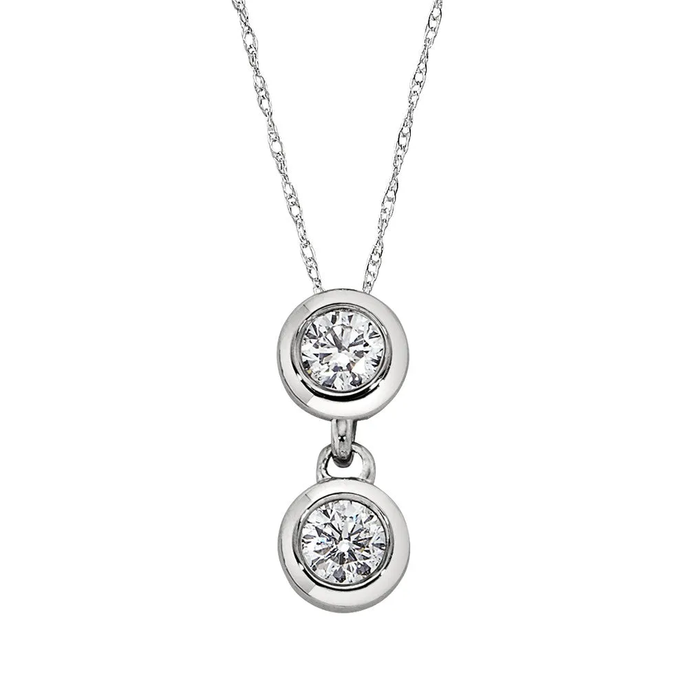 Modern Two Stone Diamond Pendant