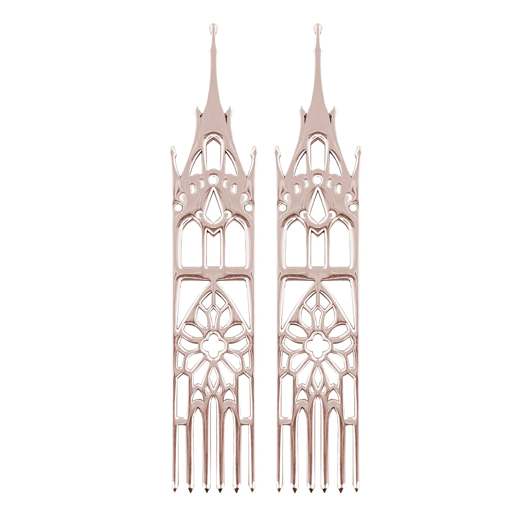 Moon Cathedral Temple Earrings - Rose Gold