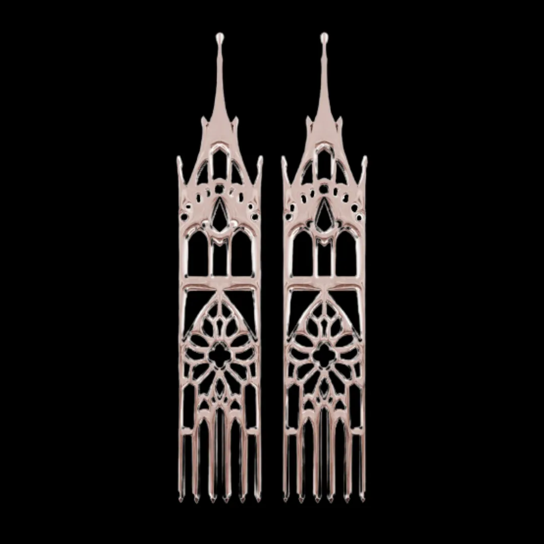Moon Cathedral Temple Earrings - Rose Gold
