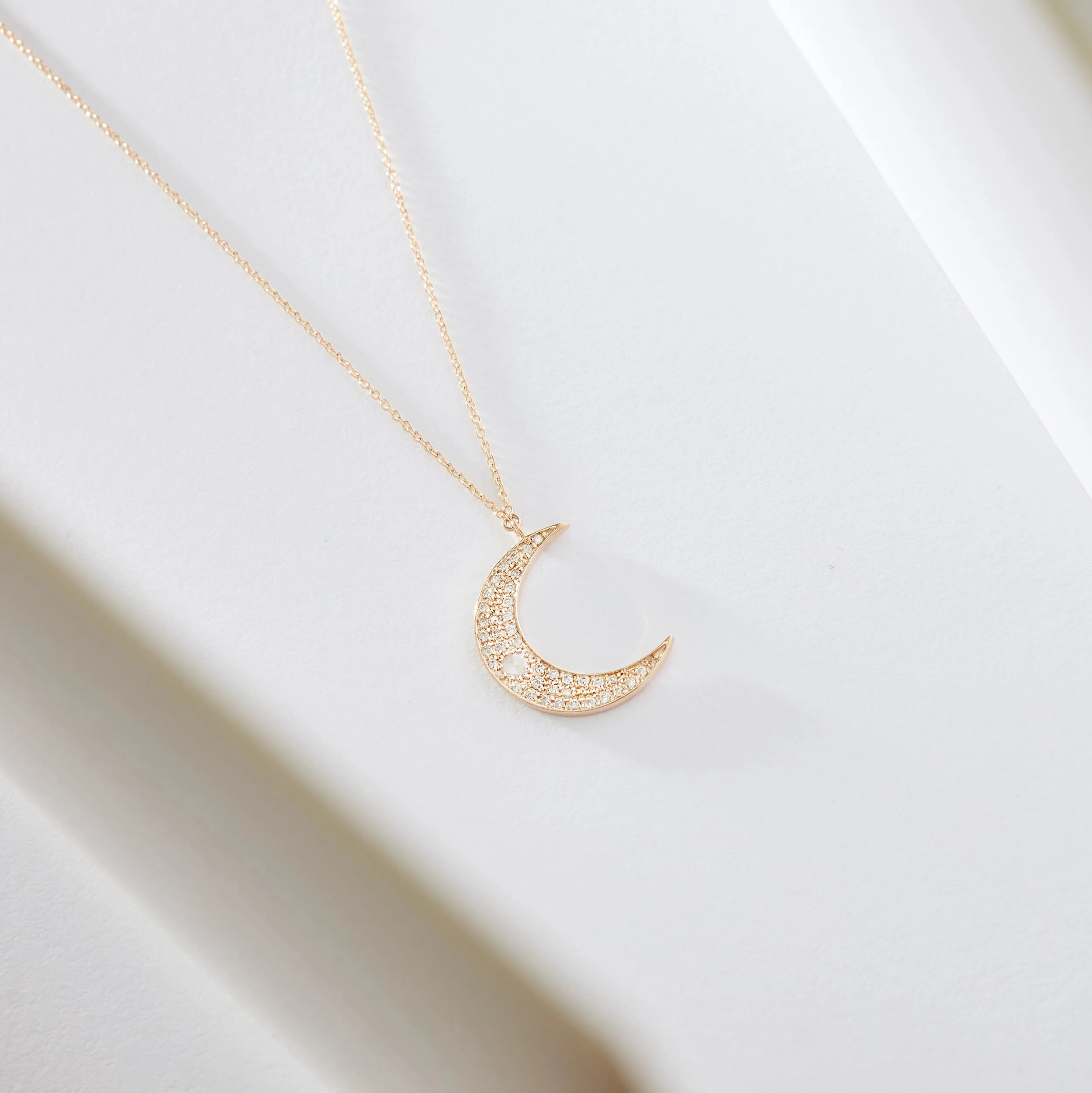 Moonlight crescent diamond necklace