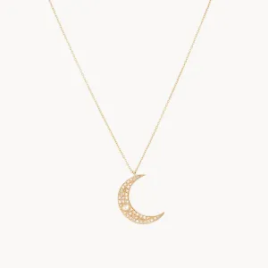 Moonlight crescent diamond necklace