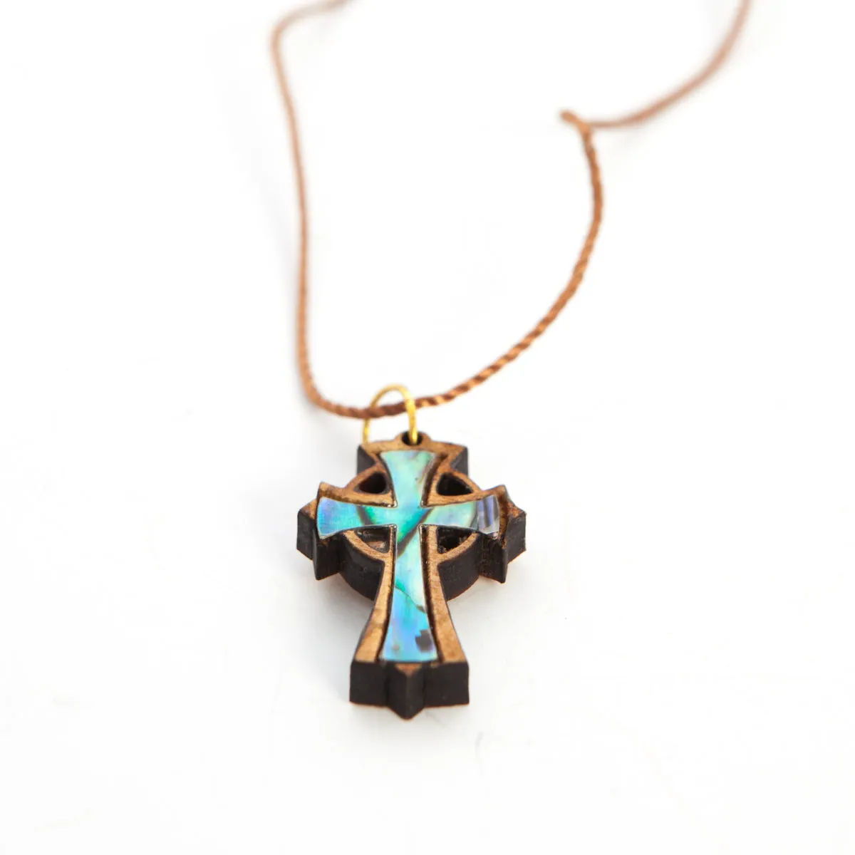Mother of Pearl Cross Necklace (Celtic Style)