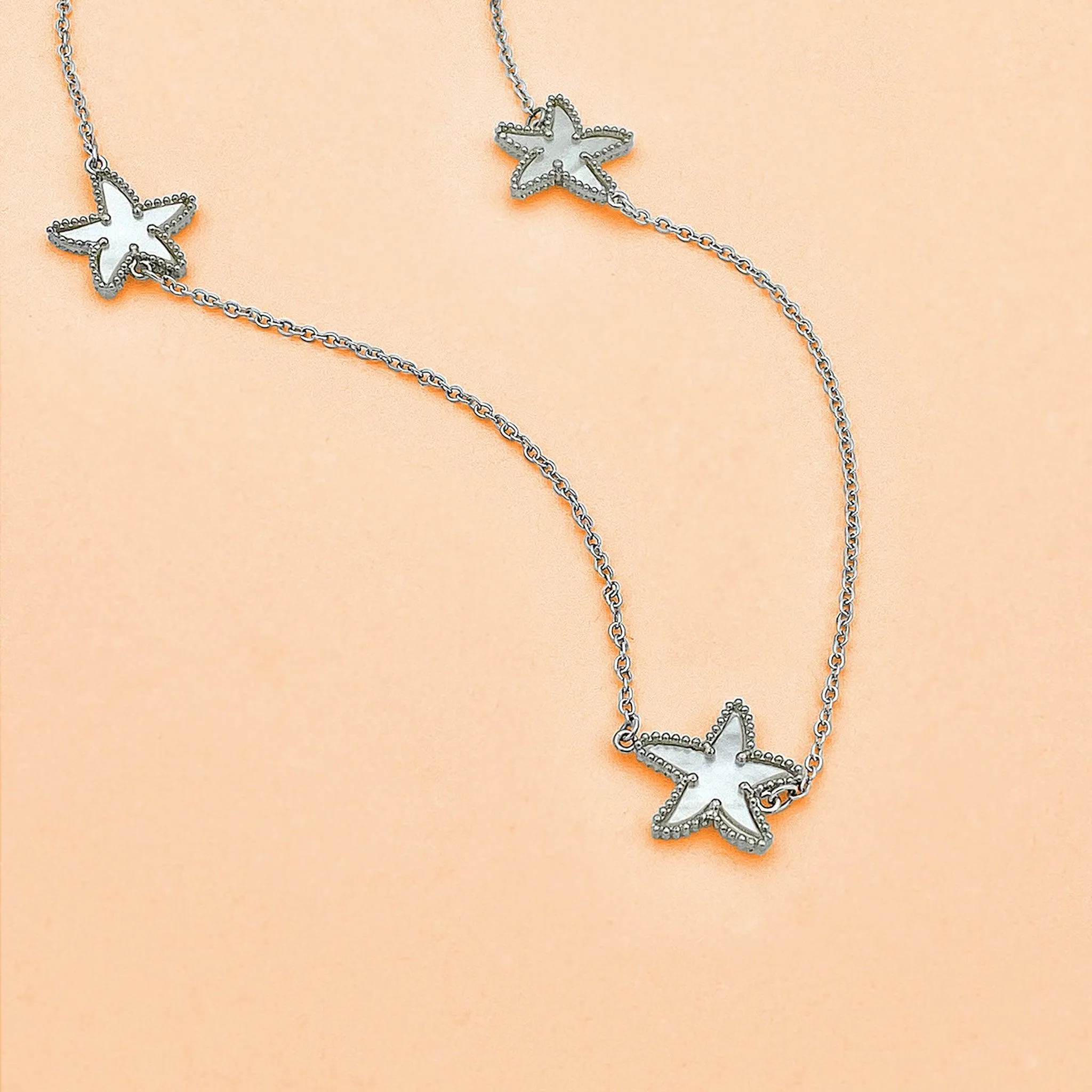 Mother of Pearl Trio Starfish Necklace