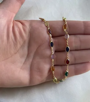 Multi-color 18 k Gold Filled Anklet, dainty anklet, gold anklet, gold plated ankleT, simple anklet, beads anklet gemstone anklet, color