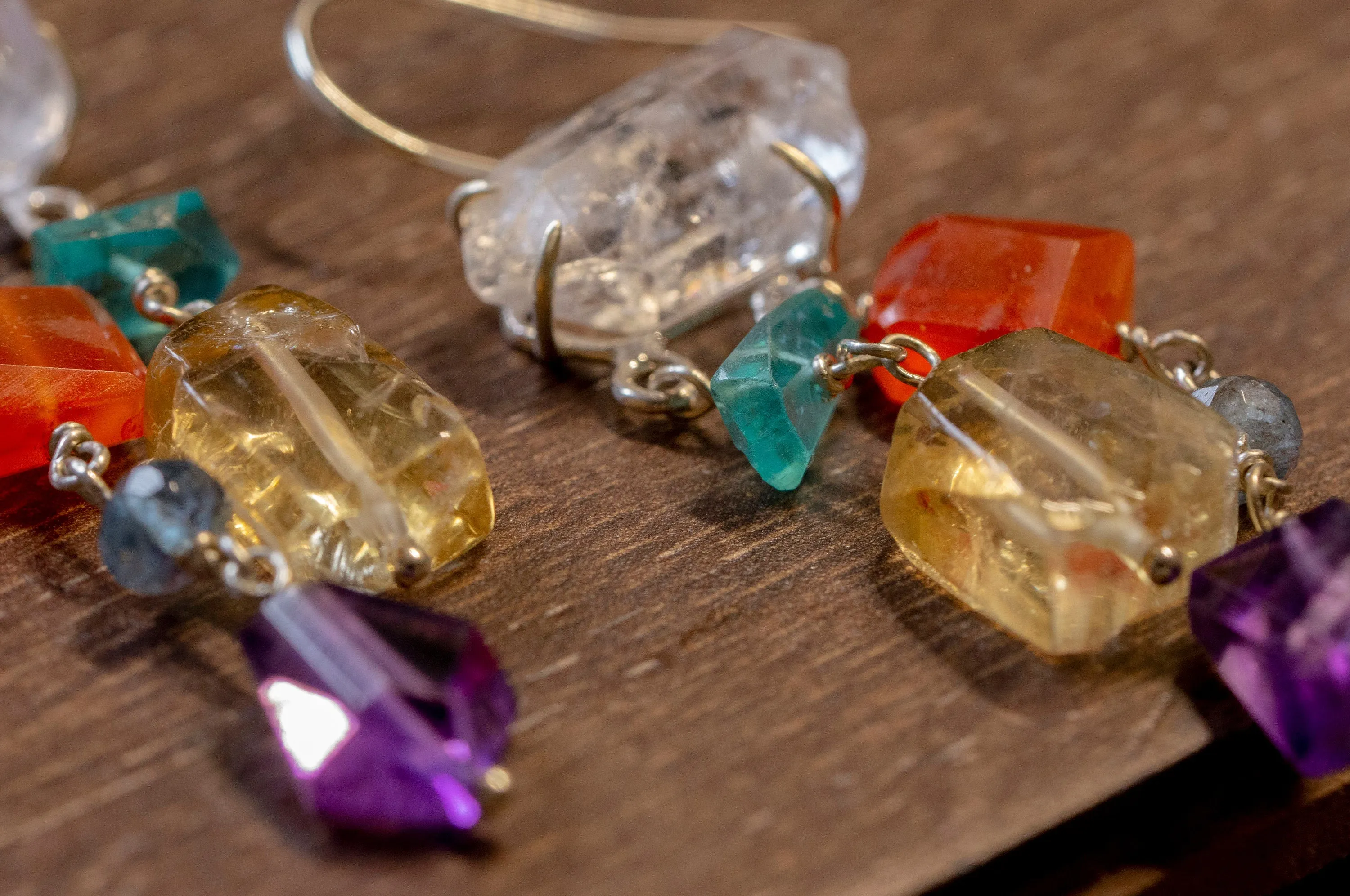 Multi gemstone mobile dangle earrings