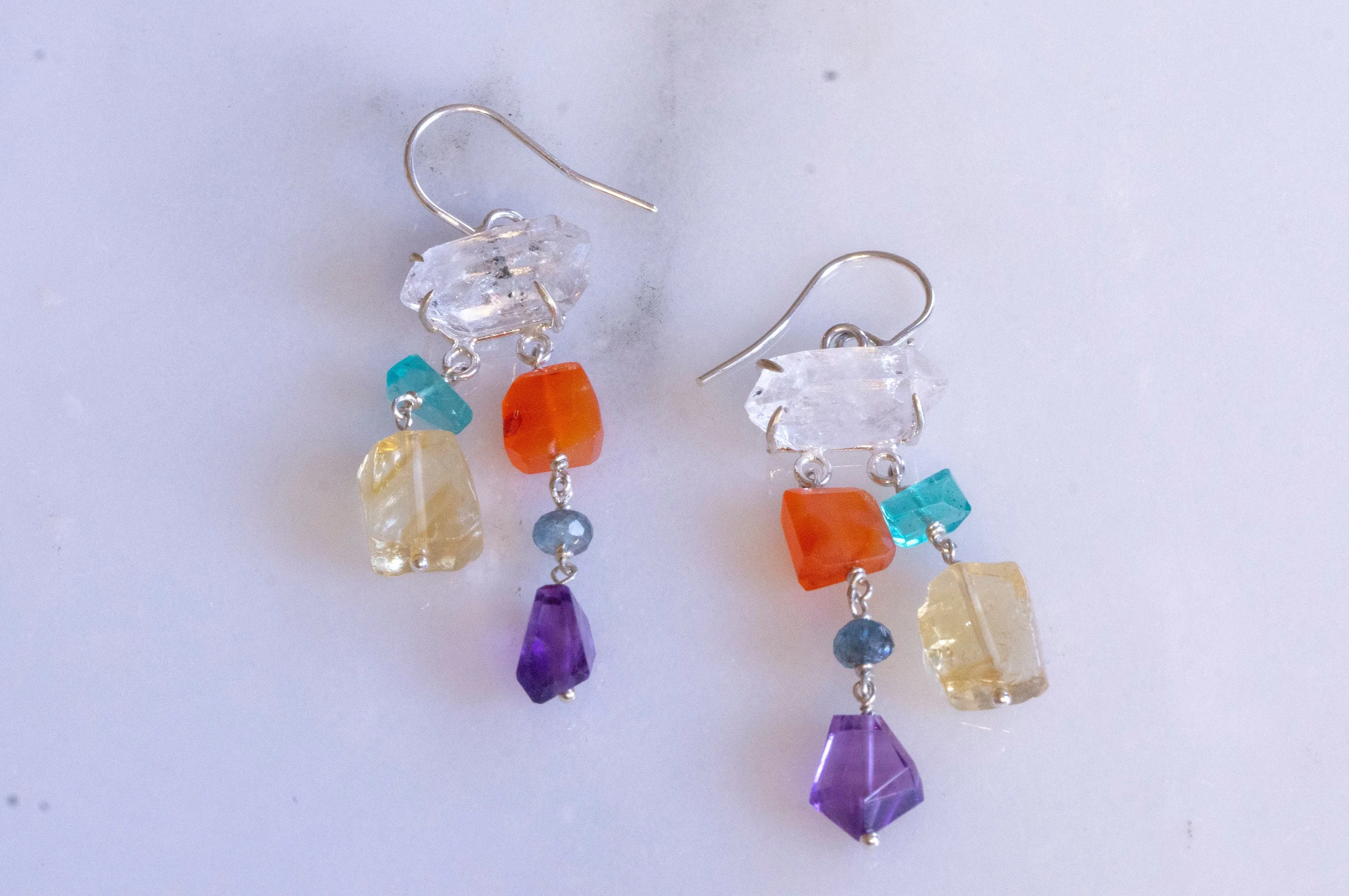 Multi gemstone mobile dangle earrings