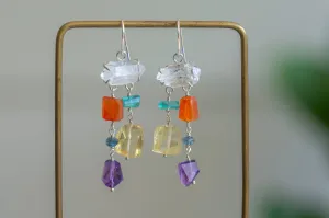 Multi gemstone mobile dangle earrings