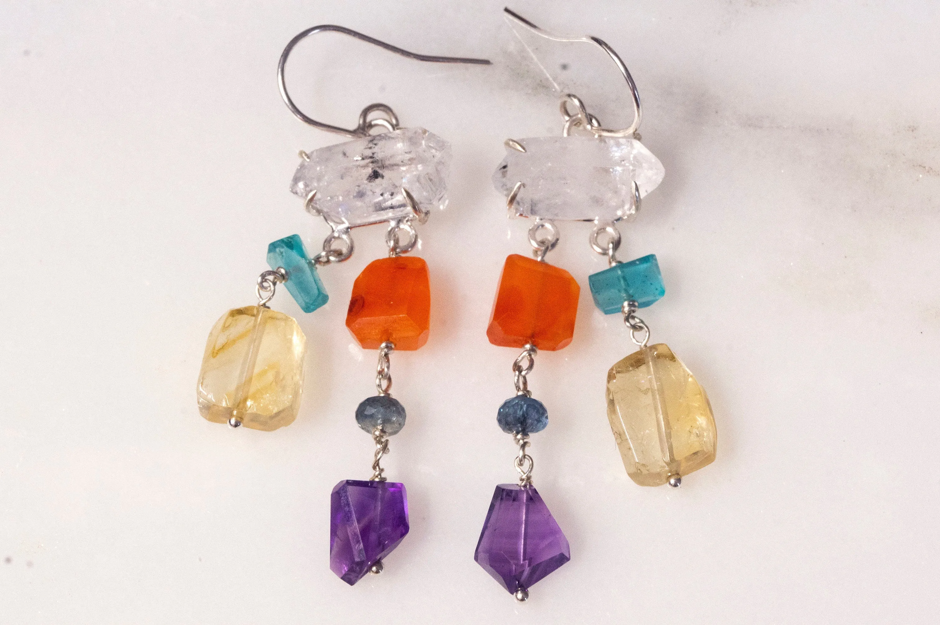 Multi gemstone mobile dangle earrings