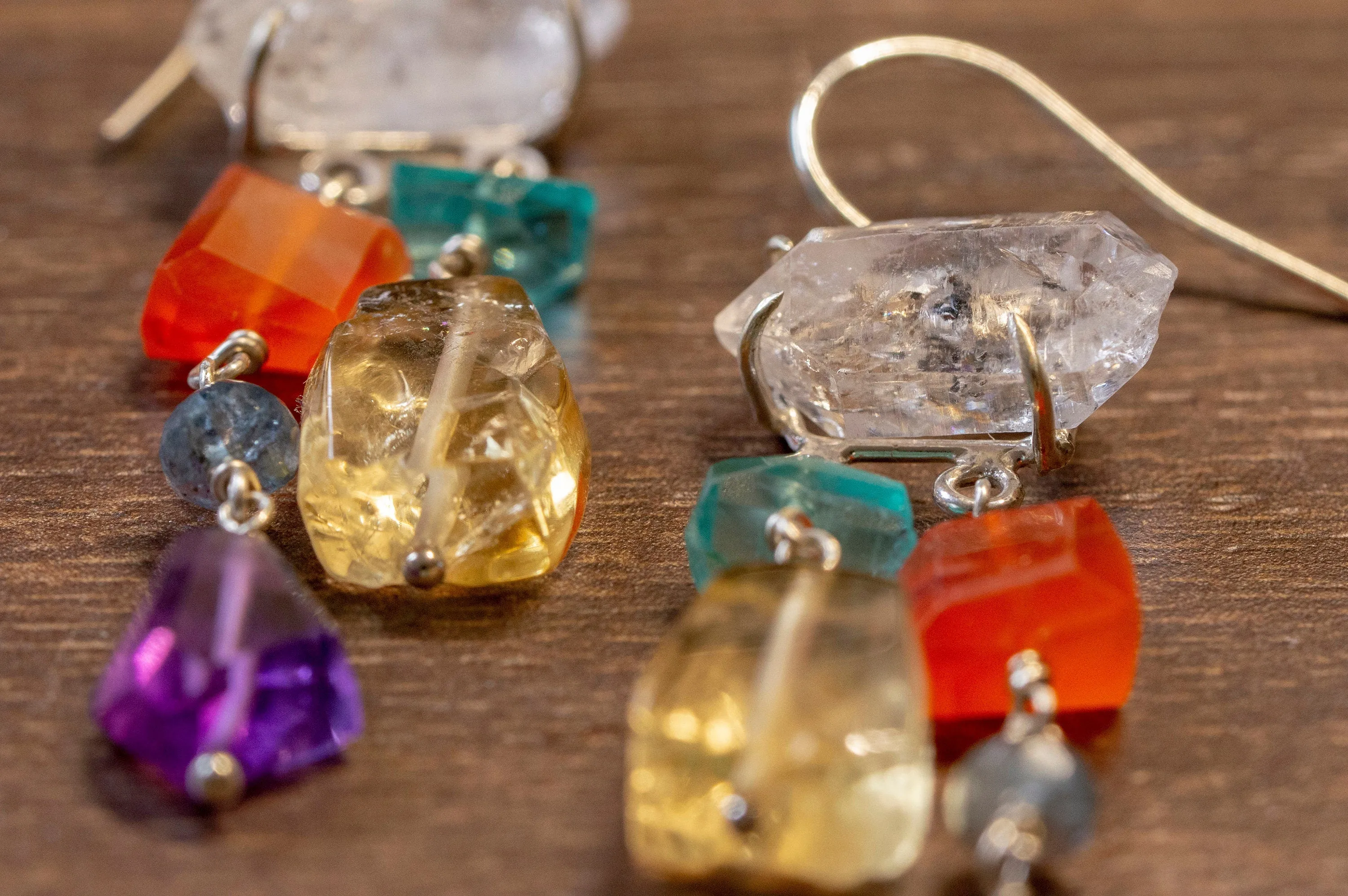 Multi gemstone mobile dangle earrings