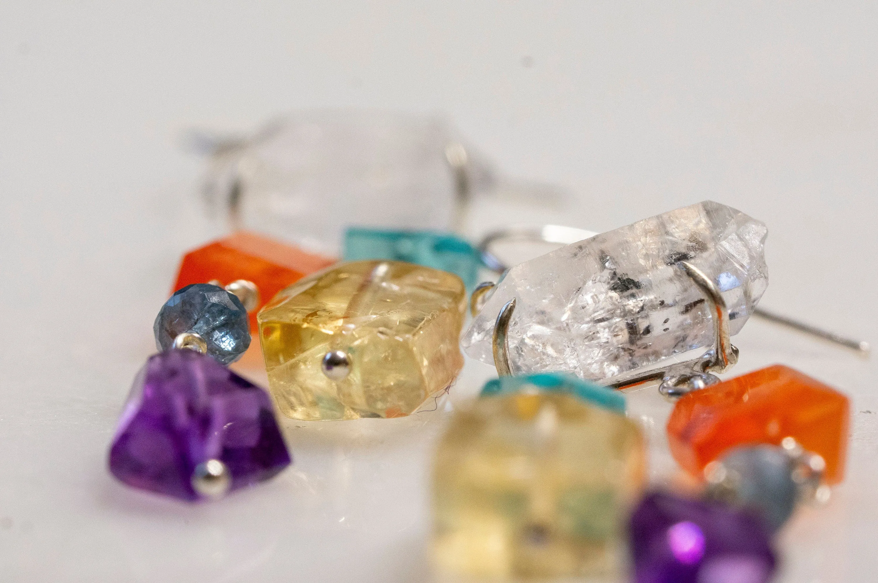 Multi gemstone mobile dangle earrings