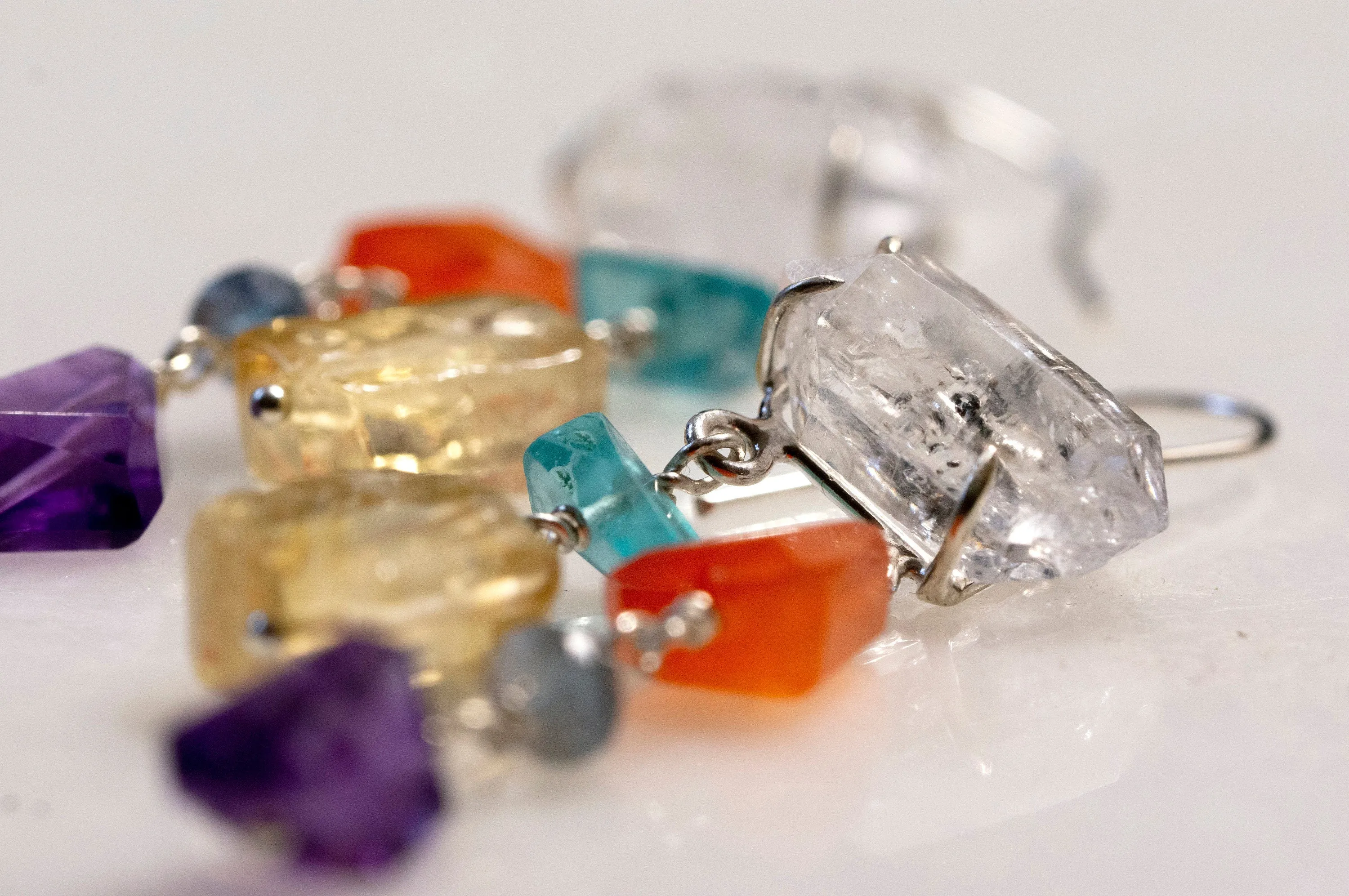 Multi gemstone mobile dangle earrings