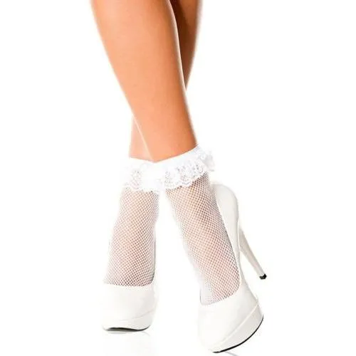 Music Legs Frill Top Fishnet Ankle Socks