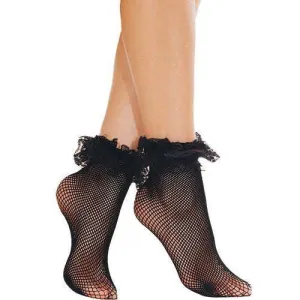 Music Legs Frill Top Fishnet Ankle Socks