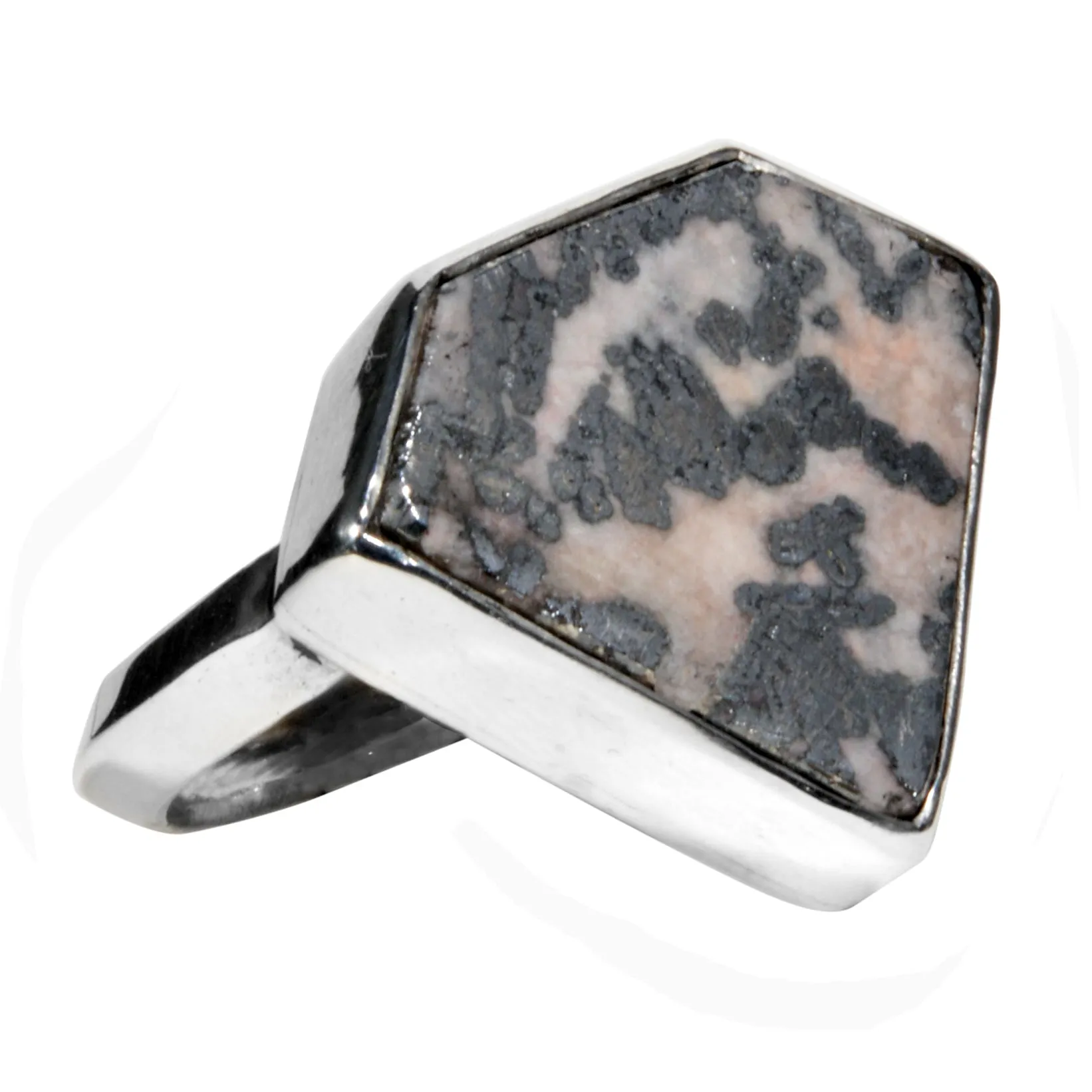 Native Silver in Quartz 21.32 carat Cabochon Handcrafted Sterling Silver Ring