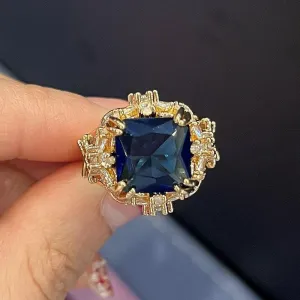 New Arrival Luxury Blue Princess Cut AAA  Quality CZ Diamonds Fashion High End Ring