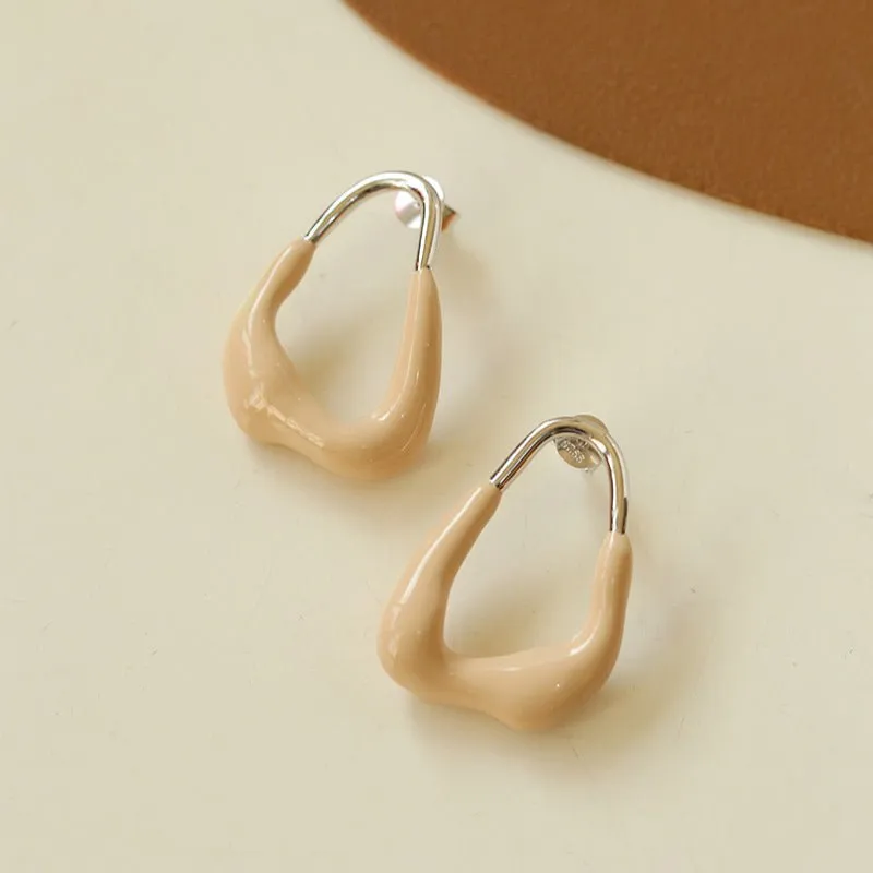 Niche Geometric Irregular Enamel Glazes Earrings