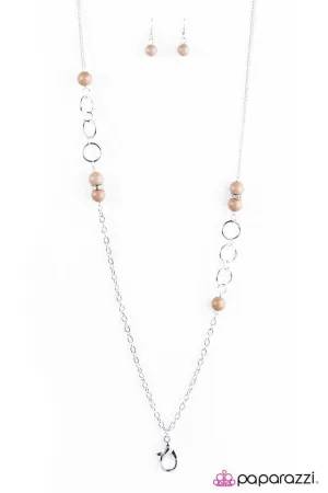 Nine-To-Fiver - Brown Lanyard Necklace-Paparazzi